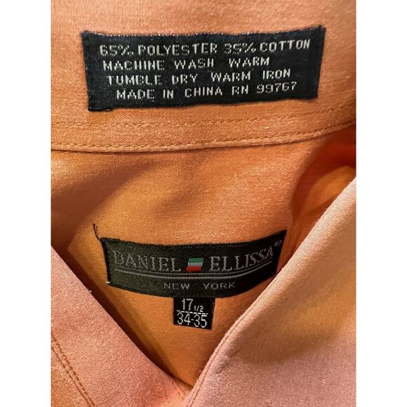 Daniel Ellissa Long Sleeve French Cuff Button Up Shirt 171/2 34-35 brown squash - Picture 10 of 11